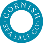 Cornish Sea Salt Co. Logo, Blue logo in a donut shape with company name inside in white