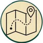 Route map icon representing miles remaining on the South West Coast Path