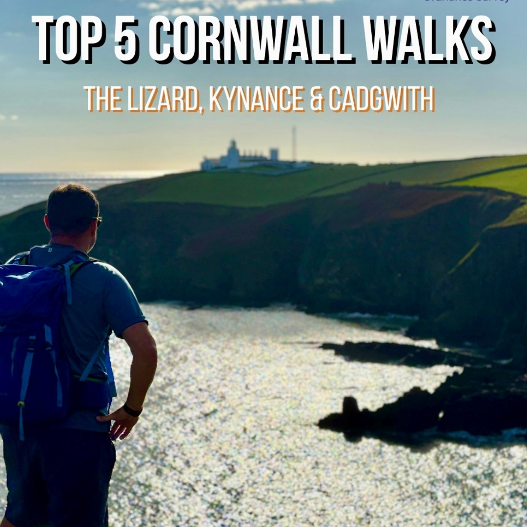 Top 5 walks in Cornwall at The Lizard, Kynance Cove and Cadgwith with coastal cliffs and lighthouse views