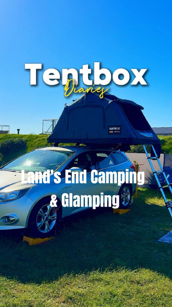 Tentbox lite 2.0 on top of a Ford Focus set up ready for camping at Lands End Camping and Glamping. content